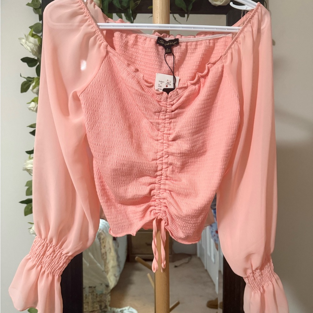 Shinestar Light Pink Ruched Blouse